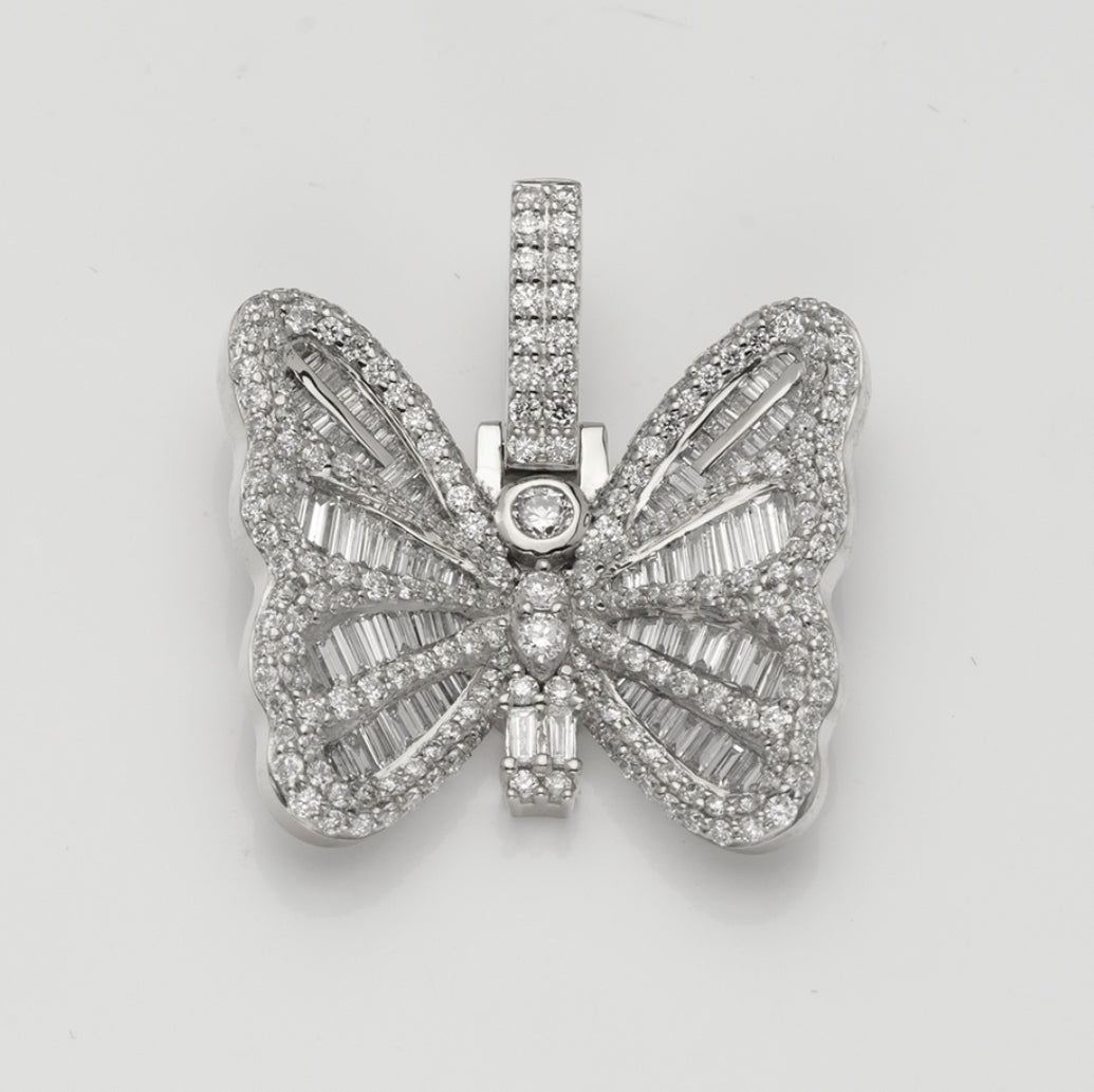 2.3CT Baguette Diamond Butterfly Pendent