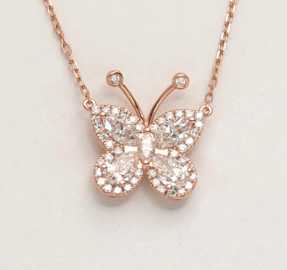 0.75CT MARQUIS & PEAR
DIAMOND Butterfly Necklace