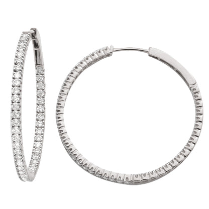 DIAMOND SINGLE ROW INSIDE OUT HOOP EARRINGS