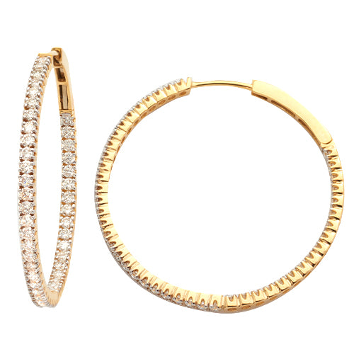 DIAMOND SINGLE ROW INSIDE OUT HOOP EARRINGS