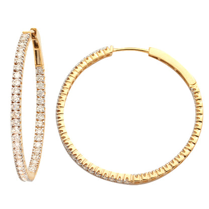 DIAMOND SINGLE ROW INSIDE OUT HOOP EARRINGS