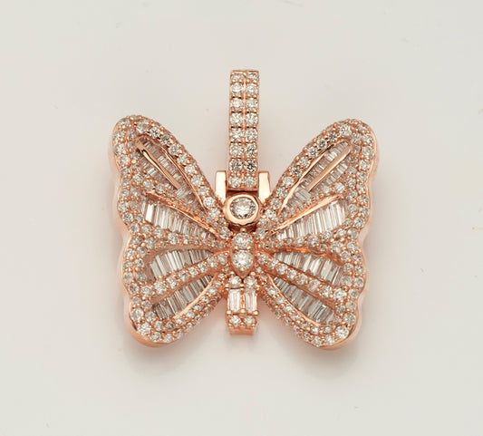 2.3CT Baguette Diamond Butterfly Pendent