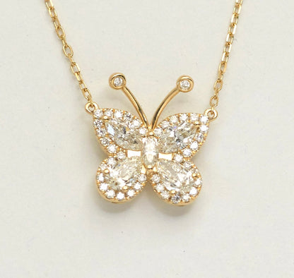 0.75CT MARQUIS & PEAR
DIAMOND Butterfly Necklace