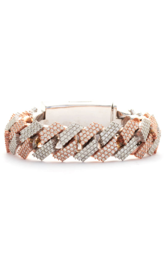 22.55CT 2Tone Diamond Cuban Bracelet