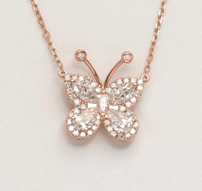 0.75CT MARQUIS & PEAR
DIAMOND Butterfly Necklace