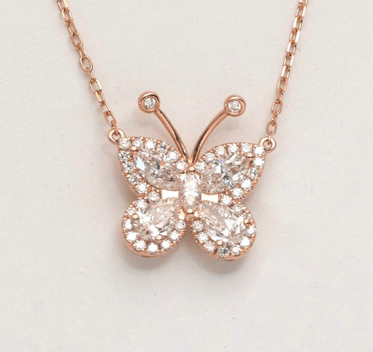 0.75CT MARQUIS & PEAR
DIAMOND Butterfly Necklace