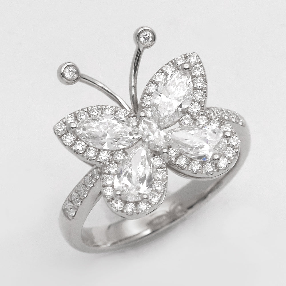 Marquise & Pear Diamond Butterfly Ring