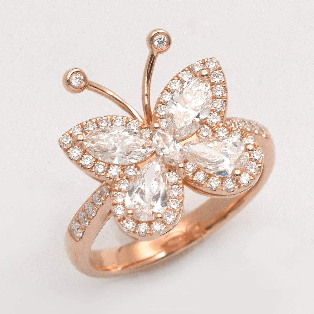 Marquise & Pear Diamond Butterfly Ring