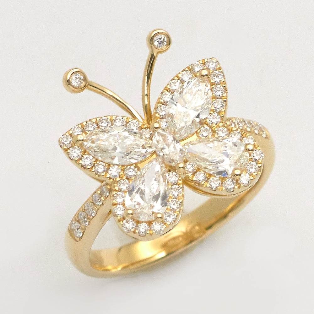 Marquise & Pear Diamond Butterfly Ring