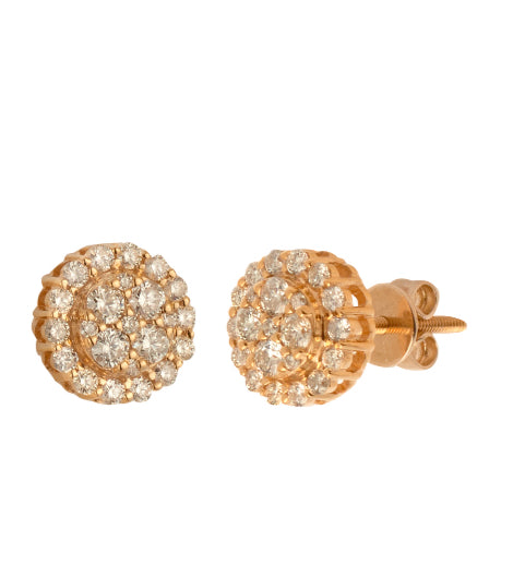 DIAMOND ROUND CLUSTER EARRING STUDS