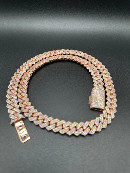 12MM Rose Gold Prong Set Miami Cuban Link