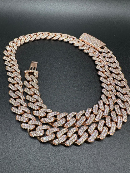 12MM Rose Gold Diamond Miami Cuban Link