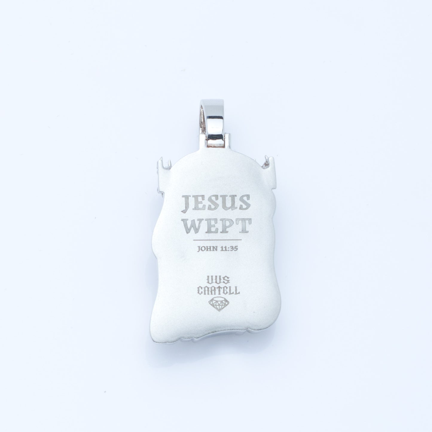 10K White Gold Diamond Jesus Pendent 7CTW