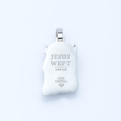 10K White Gold Diamond Jesus Pendent 7CTW