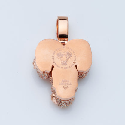 10K Rose Gold Hear, Speak, See No Evil Diamond Pendent